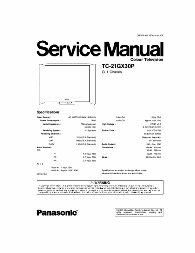 PANASONIC TC-CT-F2121  ch.GL1 S.M.